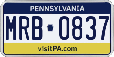 PA license plate MRB0837