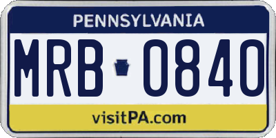 PA license plate MRB0840