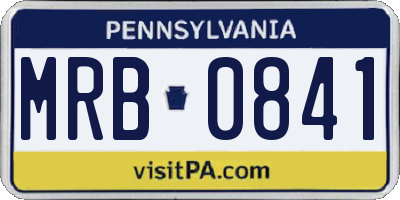PA license plate MRB0841
