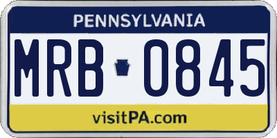 PA license plate MRB0845