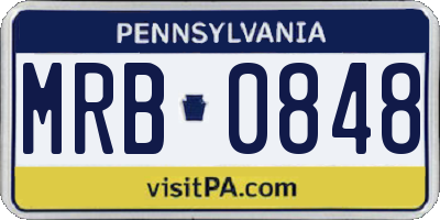 PA license plate MRB0848