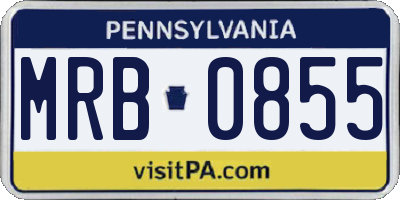 PA license plate MRB0855