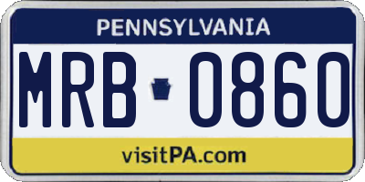 PA license plate MRB0860