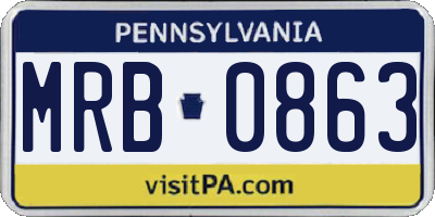 PA license plate MRB0863