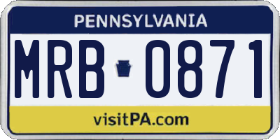 PA license plate MRB0871