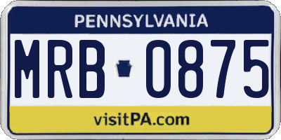PA license plate MRB0875