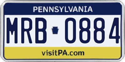 PA license plate MRB0884