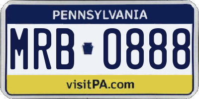 PA license plate MRB0888