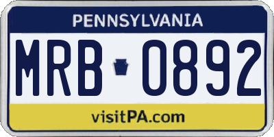 PA license plate MRB0892