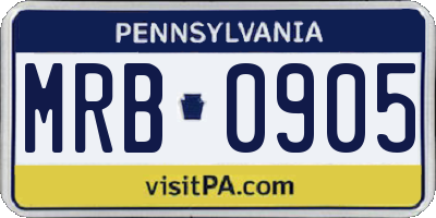 PA license plate MRB0905