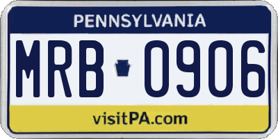 PA license plate MRB0906
