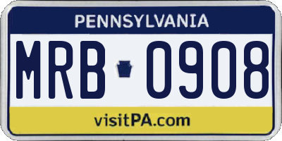 PA license plate MRB0908