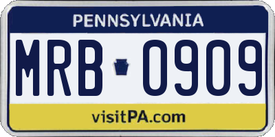 PA license plate MRB0909