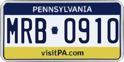 PA license plate MRB0910