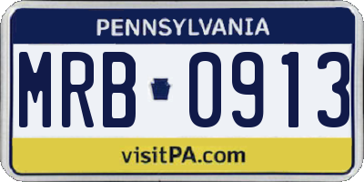 PA license plate MRB0913