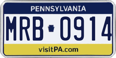 PA license plate MRB0914