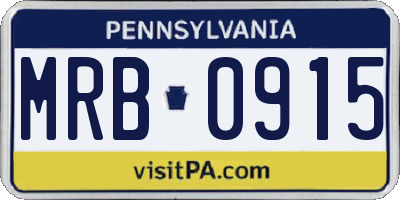 PA license plate MRB0915