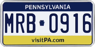 PA license plate MRB0916