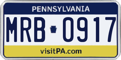 PA license plate MRB0917