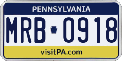 PA license plate MRB0918