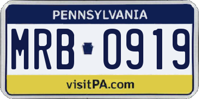 PA license plate MRB0919