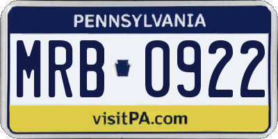 PA license plate MRB0922