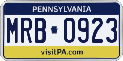 PA license plate MRB0923