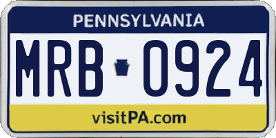 PA license plate MRB0924