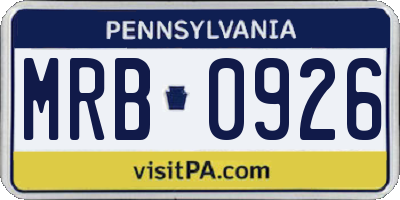 PA license plate MRB0926