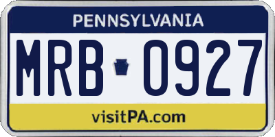 PA license plate MRB0927