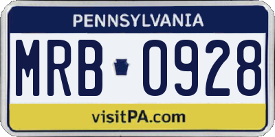 PA license plate MRB0928