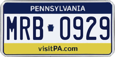 PA license plate MRB0929