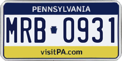 PA license plate MRB0931