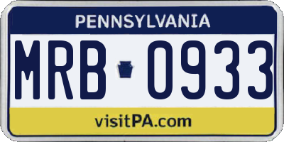 PA license plate MRB0933