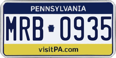 PA license plate MRB0935