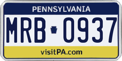 PA license plate MRB0937