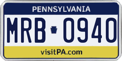PA license plate MRB0940