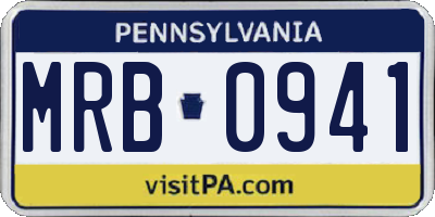 PA license plate MRB0941