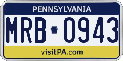 PA license plate MRB0943
