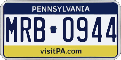 PA license plate MRB0944