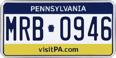 PA license plate MRB0946