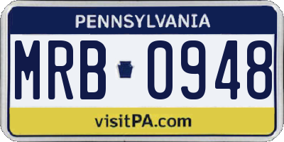 PA license plate MRB0948