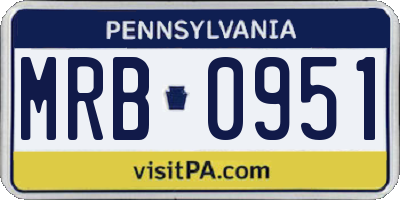 PA license plate MRB0951