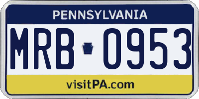 PA license plate MRB0953