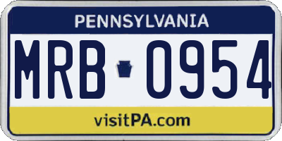 PA license plate MRB0954