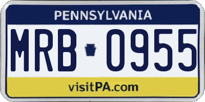 PA license plate MRB0955