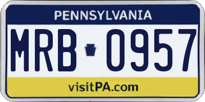 PA license plate MRB0957