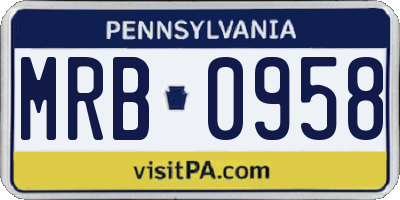 PA license plate MRB0958