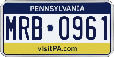 PA license plate MRB0961