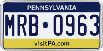 PA license plate MRB0963